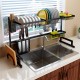 85cm Stainless Steel Storage Holder With Black Coating Kitchen Storage Dish Drainer Over Sink dish draining rack