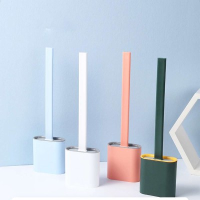 High Quality Cleaning Accessories Long Handle Mini Silicone Toilet Brush Set With Toilet Brush Holder