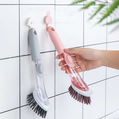 Wholesale Washing Convenience Cleaning Brush Scrubber Kitchen Soap Dispenser Dish With Refill Liquid//