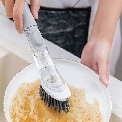 Kitchen Cleaning Spray Pan Brush, Smart Kitchen Tool Washing Up Liquid Soap Dispensing Dish Brush