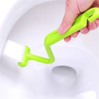 New Portable Toilet Brush Scrubber V-type Cleaner Brush Bent Bowl Handle Random Color