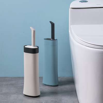 2019 Hot Selling Nordic Style Hot Sell Flexible Anti-Drip Silicone Head Flex Blue Toilet Brush With Slim Holder