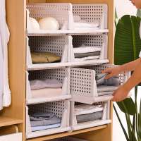 Assemble Foldable Clothes Storage drawer Box Cabinet Wardrobe Storage Layered Partition Drawer Plastic Shelf