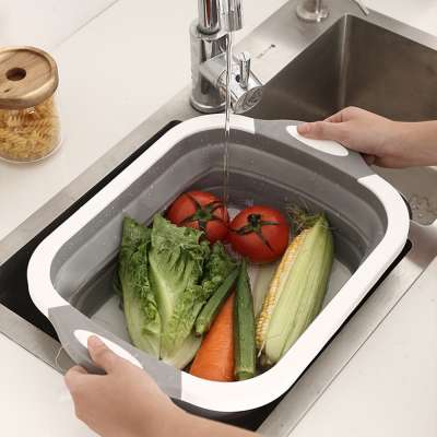 Amazon Hot Selling Folding Cutting Board, High Capacity Folding Sink Plastic Rubber Folding Basin